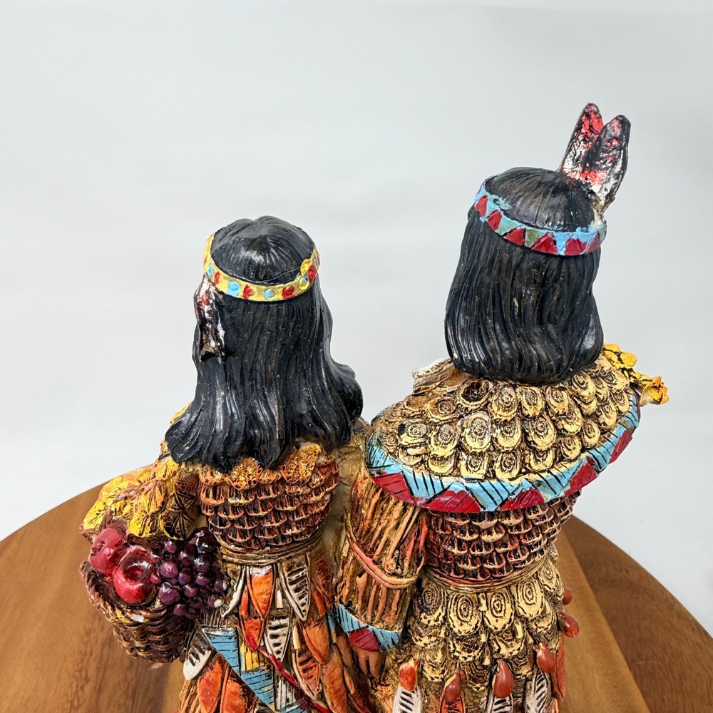 Native American Harvest Couple Figurine Resin Statue Thanksgiving Decor 11 Inch - Picture 5 of 9